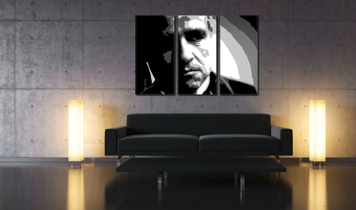 Рачно насликана слика со мотив Marlon Brando во црно-бело нијанси | Рачно насликана POP Art слика Marlon Brando, сила и моќ и иконографија – преглед