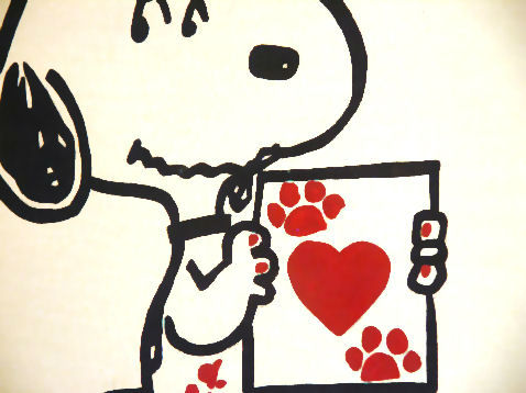 Рачно насликана слика на платно со мотив SNOOPY, срце во бело-црно нијанси, разиграна атмосфера, љубов и носталгија | Рачно насликана POP Art слика SNOOPY – производ, поглед 2