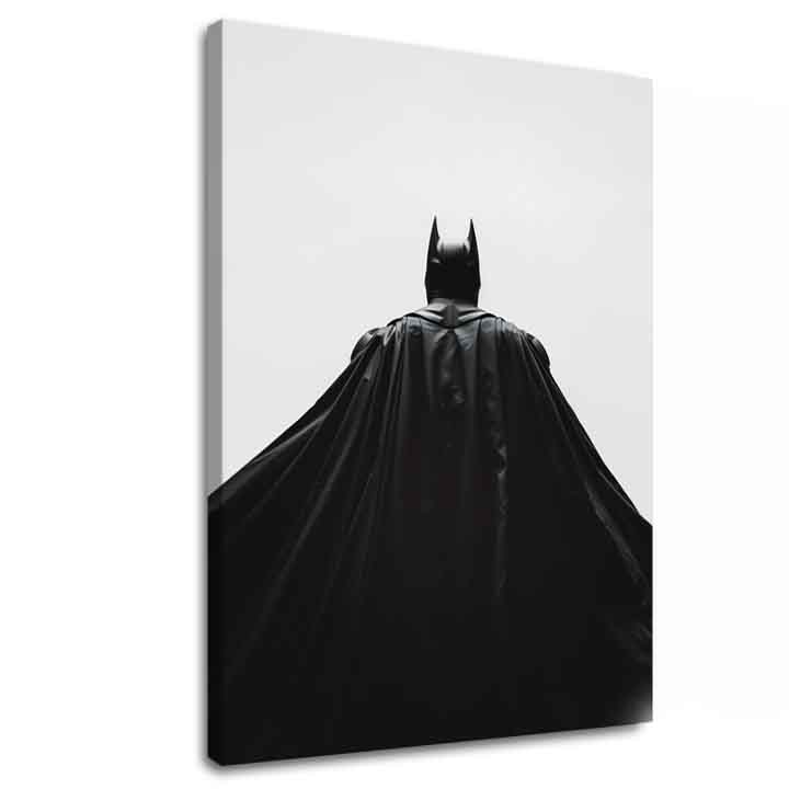 Модерна слика на платно со мотив Batman: Strážca noci во црно-бело нијанси, драматична атмосфера, самотија и сила и моќ | Слика Batman: Strážca noci – главна