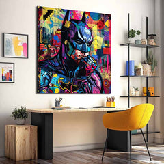 Модерна слика на платно со мотив Batman: Grafická ikona, енергична атмосфера, поп култура | Слика Batman: Grafická ikona – производ