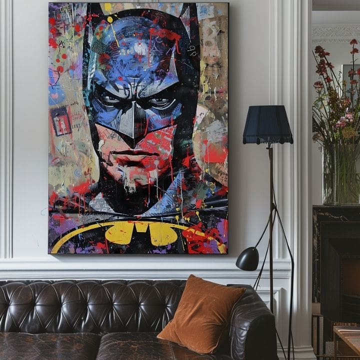 Модерна слика на платно со мотив Batman: Temný strážca во црно-сино нијанси, интензивна атмосфера | Слика Batman: Temný strážca – производ, поглед 4