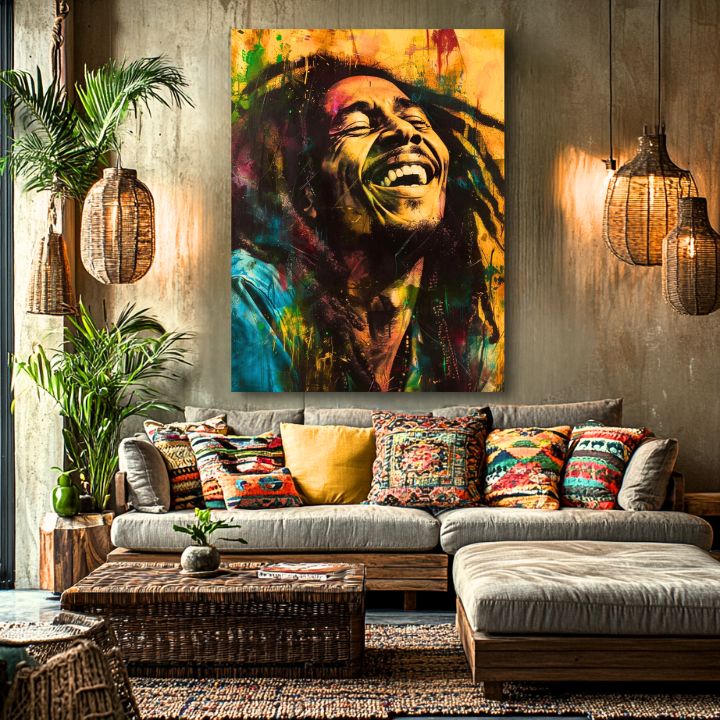 Рачно досликана слика на платно Bob Marley Jamajská hviezda 100% оригинал akrylom - главна поглед