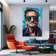 Модерна слика на платно со мотив Bono - Melódia svetla, сако во сино нијанси | Слика Bono - Melódia svetla, ѕидна декорација – производ