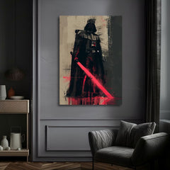 Модерна слика на платно со мотив Darth Vader - Temná сила na платно во црно-сиво нијанси, сила и моќ | Слика Darth Vader - Temná сила na платно – производ