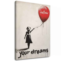 Модерна слика на платно со мотив Follow Your Dreams, балон во бело-црно нијанси, соништа и надеж | Слика Follow Your Dreams – главна