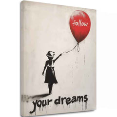 Модерна слика на платно со мотив Follow Your Dreams, балон во бело-црно нијанси, соништа и nádej | Слика Follow Your Dreams – главна [XOBWSPP030E1]