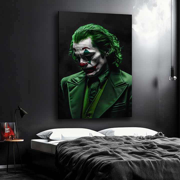 Модерна слика на платно со мотив Joker: Zrodenie šialenstva во црно нијанси, филмски свет | Слика Joker: Zrodenie šialenstva – производ