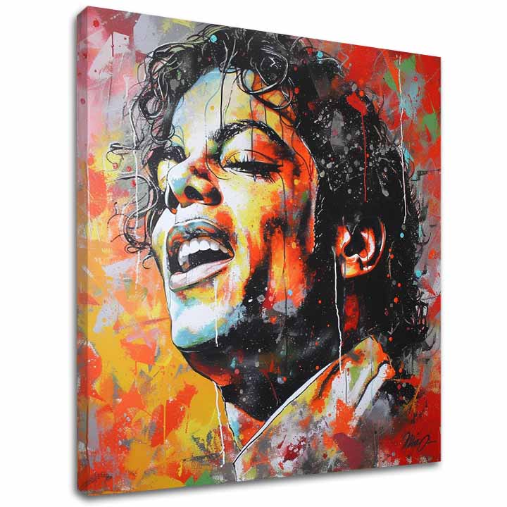 Модерна слика на платно со мотив Michael Jackson - Hlas generácií во црвено-златно нијанси, енергична атмосфера | Слика Michael Jackson - Hlas generácií – главна
