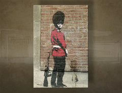 Класична слика со мотив Street ART – Banksy, пејзаж, море и плажа во виолетово-сино нијанси | Слика на платно Street ART – Banksy, детство – преглед