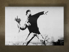 Класична слика со мотив Street ART – Banksy, море и плажа во виолетово-сино нијанси | Слика на платно Street ART – Banksy – преглед [XOBBA028O1]