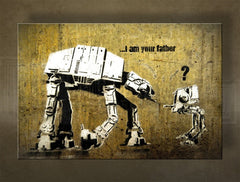 Класична слика на платно со мотив Street ART – Banksy, пејзаж, море и плажа во виолетово-сино нијанси, семејство, погоден за дневна соба | Слика на платно Street ART – Banksy – главна