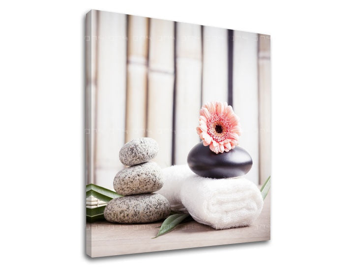 Класична слика со мотив FENG SHUI, цвеќиња, природа во бело-беж нијанси | Слика на платно FENG SHUI_053-12, природа – преглед