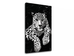 Модерна слика на платно со мотив GEPARD 001 во бело-црно нијанси, интензивна атмосфера, природа и сила и моќ, погоден за канцеларија | Слика на платно GEPARD 001 – производ