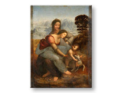 Винтиџ слика на платно со мотив Leonardo da Vinci - Svatá семејство so svatou Annou, дете, пејзаж во сино-зелено нијанси, погоден за ходник – производ, поглед 2