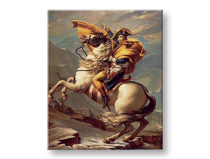 Модерна слика на платно со мотив Jacques-Louis David - Napoleon prechádza cez Alpy, небо во златно-кремово нијанси, сила и моќ | Слика на платно Jacques-Louis David - Napoleon prechá..., поглед 2