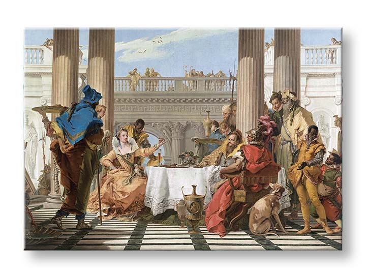 Модерна слика на платно со мотив Giambattista Tiepolo - Kleopatrina hostina, куче во бело-беж нијанси, свечена атмосфера | Слика на платно Giambattista Tiepolo - Kleopatrina hos..., поглед 2