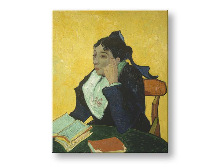 Винтиџ слика на платно со мотив Vincent van Gogh - Arlesanka во кафеаво-зелено нијанси, самотија, погоден за работна соба | Слика на платно Vincent van Gogh - Arlesanka – производ, поглед 2