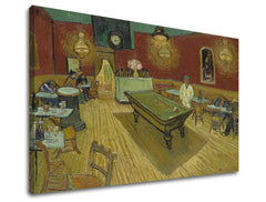 Винтиџ слика на платно со мотив Vincent van Gogh - Nočná kaviareň, часовник, мапа, природа во кафеаво-зелено нијанси, погоден за кујна | Слика на платно Vincent van Gogh - Nočná kaviareň – производ