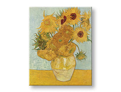 Винтиџ слика на платно со мотив Vincent van Gogh - Váza s dvanástimi slnečnicami, ваза, цвеќиња во сино-жолто нијанси, живописна атмосфера, погоден за дневна соба – производ, поглед 2