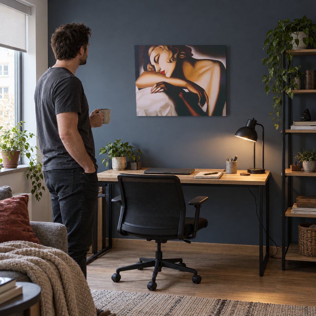 Слика на платно Заспана – Тамара де Лемпицка во работна соба
