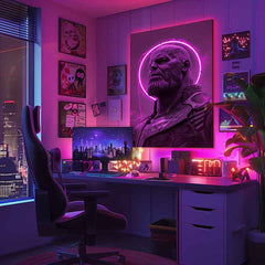 Модерна слика на платно со мотив Thanos: Pán osudu во виолетово-црно нијанси, сила и моќ | Слика Thanos: Pán osudu – производ