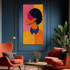 Модерна слика на платно со мотив Vibrant Silhouette во жолто-розово нијанси, живописна атмосфера | Слика Vibrant Silhouette – производ