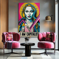 Модерна слика на платно со мотив жена во златно-црно нијанси, поп култура | Madonna слика на платно - Popová revolúcia – производ, поглед 2