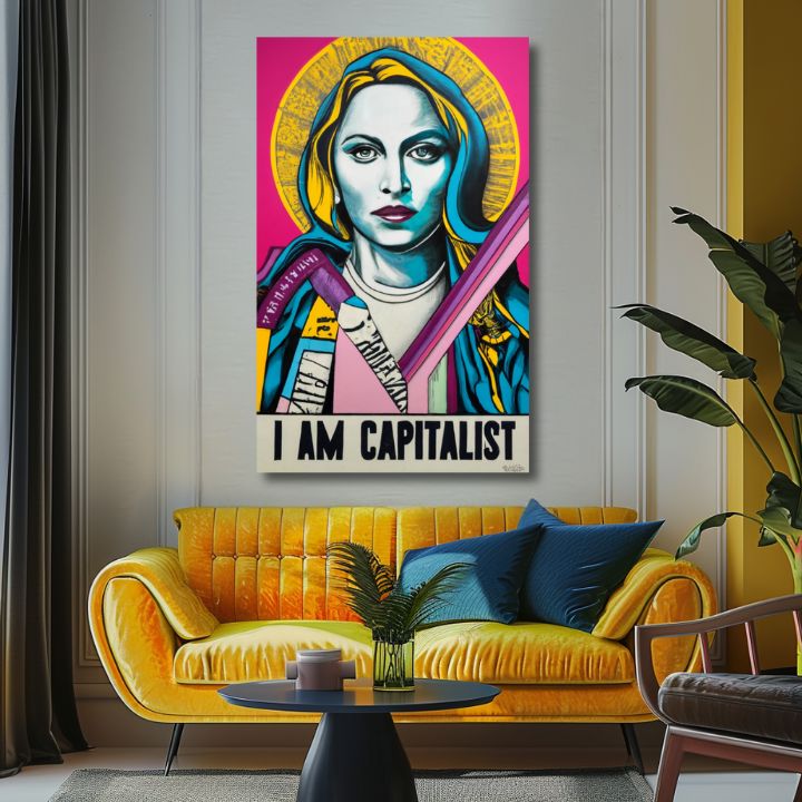 Модерна слика на платно со мотив жена во златно-црно нијанси, поп култура | Madonna слика на платно - Popová revolúcia – производ