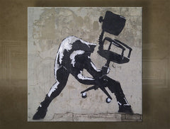 Класична слика на платно со мотив Street ART – Banksy во бело-сиво нијанси, погоден за канцеларија | Слика на платно Street ART – Banksy – главна