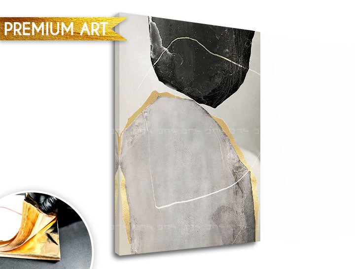 Рачно насликана слика на платно со мотив PREMIUM ART – Abstrakt Mlynské kamene во беж-сиво нијанси, софистицирана атмосфера | Слики на платно - PREMIUM ART – Abstrakt Mlynské kamene – производ