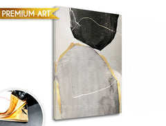 Рачно насликана слика на платно со мотив PREMIUM ART – Abstrakt Mlynské kamene во беж-сиво нијанси, софистицирана атмосфера | Слики на платно - PREMIUM ART – Abstrakt Mlynské kamene – производ