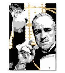 Рачно насликана слика на платно со мотив PREMIUM ART – The Godfather, автомобил во бело-златно нијанси, драматична атмосфера | Слики на платно - PREMIUM ART – The Godfather – производ, поглед 2