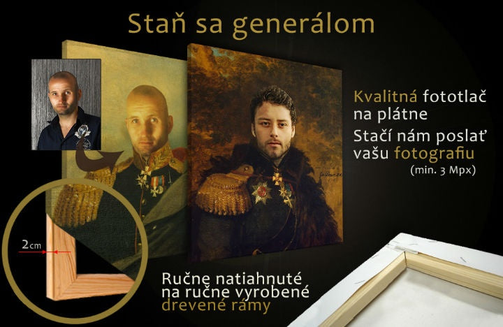 Модерна слика на платно во златно-црно нијанси | Подароци за мажи - Слика од фотка GENERAL и униформи – преглед