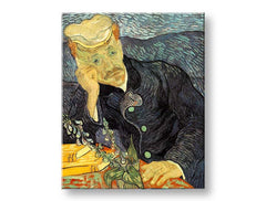 Винтиџ слика на платно со мотив Vincent van Gogh - Portrét dr. Gacheta, цвеќиња, природа во сино-зелено нијанси, контемплативна атмосфера, погоден за работна соба – производ, поглед 2