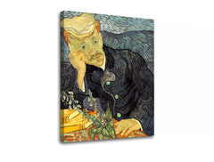 Винтиџ слика на платно со мотив Vincent van Gogh - Portrét dr. Gacheta, цвеќиња, природа во сино-зелено нијанси, контемплативна атмосфера, погоден за работна соба – производ