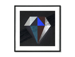 Индустриска слика на платно со мотив My Framed Formation, дијамант во сино-сиво нијанси, софистицирана атмосфера, луксузен впечаток и елеганција – главна