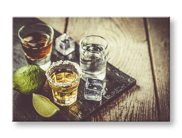 Винтиџ слика на платно со мотив TEQUILA, мапа во зелено нијанси, прослава, погоден за кујна | Слика за ѕид TEQUILA_075-11 – главна