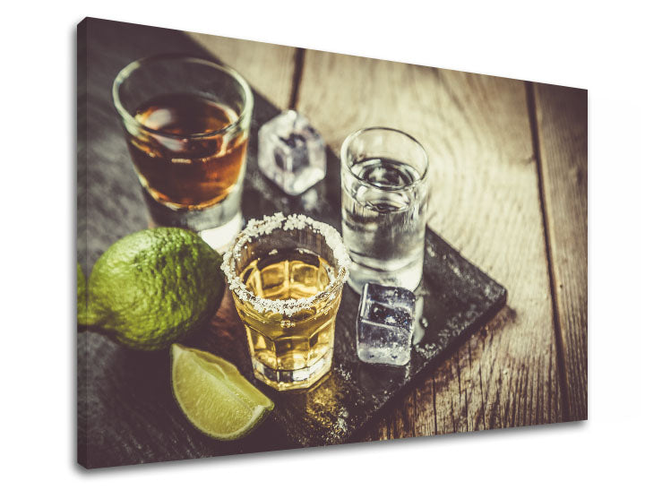 Винтиџ слика на платно со мотив TEQUILA, мапа во зелено нијанси, прослава, погоден за кујна | Слика за ѕид TEQUILA_075-11 – производ