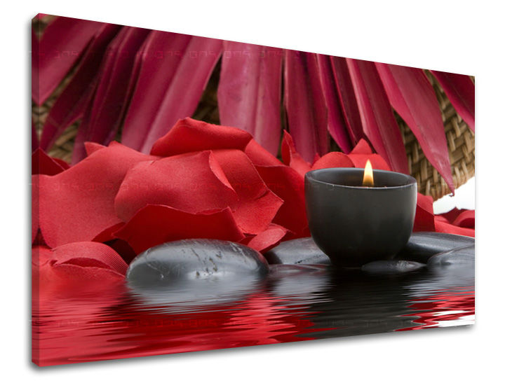 Арт деко слика на платно со мотив FENG SHUI, цвеќиња, мапа, природа во црвено-црно нијанси, мирна атмосфера, романтика, погоден за дневна соба – главна