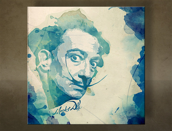 Поп арт слика на платно со мотив Salvador Dalí - AQUArt, мапа во беж-сино нијанси, креативност, погоден за дневна соба | Слика за ѕид Salvador Dalí - AQUArt – главна