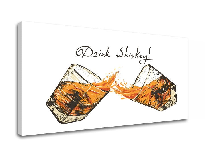Индустриска слика со мотив пејзаж во бело-црно нијанси | Слика за ѕид s textom Drink whiskey, прослава – преглед