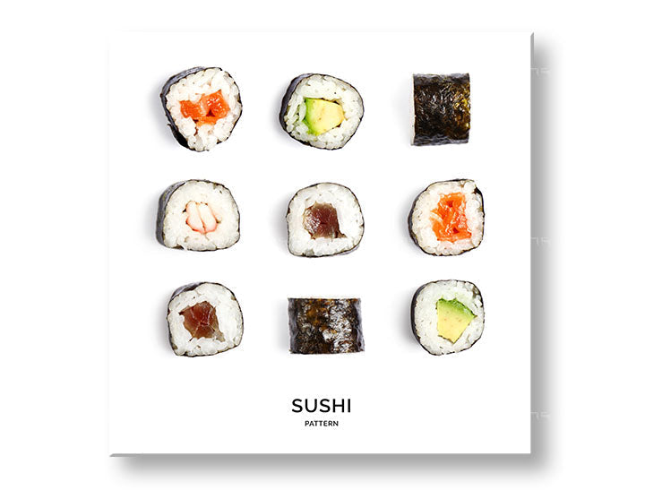 Индустриска слика на платно со мотив SUSHI, природа во бело-црно нијанси, погоден за кујна | Слика за ѕид SUSHI_067-12 – главна