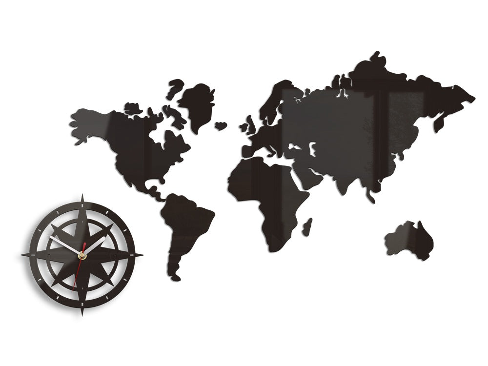 Модерен ѕиден часовник WORLD MAP WENGE wenge - главна слика