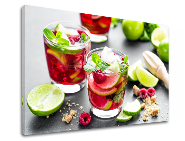 Класична слика на платно со мотив LETNÝ DRINK во зелено-црвено нијанси, погоден за кујна | Слика за ѕид LETNÝ DRINK_089-11 – производ